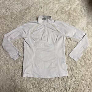 Women’s Medium White Ariat Long Sleeve Horseback Riding Show Shirt. Good Cond.